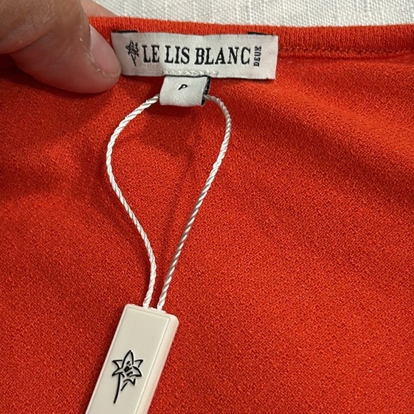 (T6) LE LIS BLANC DEUX, Orange stretch blouse with full sleeves,size P/M USA - Picture 9 of 12